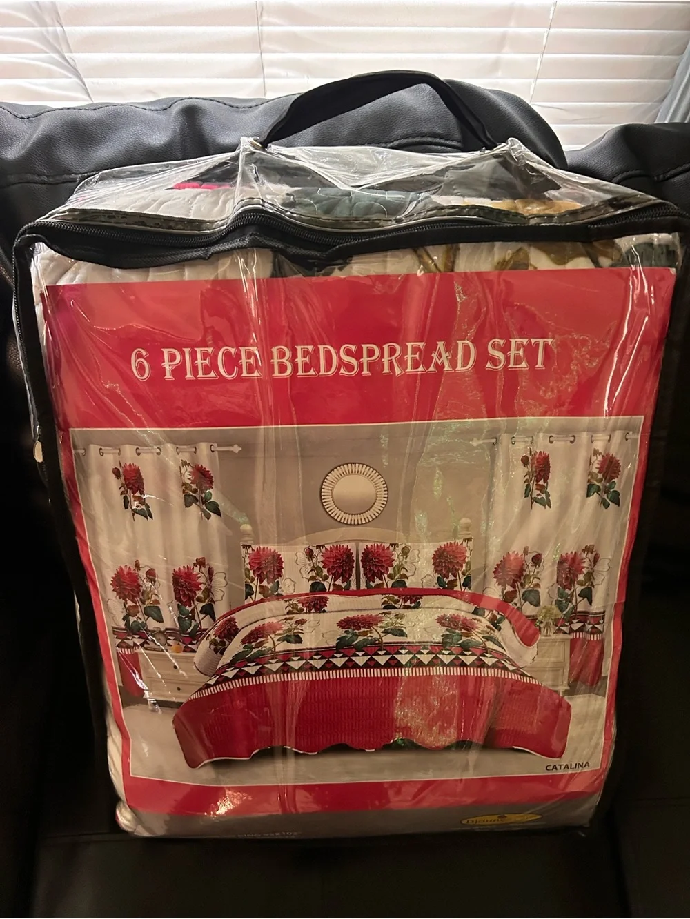 Catalina Red and Cream Floral 6-Piece Bedspread Set
